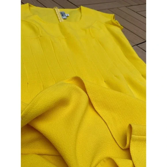 1980's Christian Alta Moda New York canary yellow sleeveless sheath dress